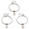 Brass Micro Pave Cubic Zirconia European Bracelets, with Glass, Round, Mixed Color, 7-1/4 inch(18.4cm)