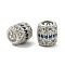 Brass Micro Pave Cubic Zirconia European Beads, Large Hole Beads, Barrel, Rack Plating, Cadmium Free & Lead Free, Long-Lasting Plated, Platinum, Dark Blue, 10x9mm, Hole: 5mm