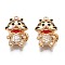Brass Micro Pave Clear Cubic Zirconia Pendants, with Black & Red Enamel, Nickel Free, Tiger, Red, 15.5x11x6mm, Hole: 1mm