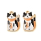 Rack Plating Alloy Pendants, with Enamel, Golden, Cat Charm, Black, 20x11.5x2.5mm, Hole: 1.5mm