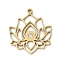 304 Stainless Steel Crystal Rhinestone Pendants, Lotus Charm, Real 18K Gold Plated, 24x21.5x1.5mm, Hole: 1.5mm