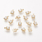 Brass Cubic Zirconia Pendants, Nickel Free, Real 18K Gold Plated, 7.5x5x3mm, Hole: 1mm