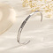 Stainless Steel Micro Pave Clear Cubic Zirconia Cuff Bangles for Women, Stainless Steel Color, Inner Diameter: 2-1/2 inch(6.3cm)