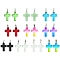 10Pcs 10 Colors Glass Pendant, with Platinum Iron Findings, Cross Charms, Platinum, Mixed Color, 29x18x5.5mm, Hole: 7x3.5mm, 1pcs/color