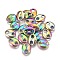 Ion Plating(IP) 304 Stainless Steel Oval Links Connectors, Coffee Bean, Rainbow Color, 8.3x10.5x2.4mm, Hole: 2.8mm