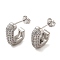 Brass Micro Pave Clear Cubic Zirconia Stud Earrings for Women, Letter J, Platinum, 16.5x5mm