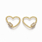 Brass Micro Pave Clear Cubic Zirconia Screw Carabiner Lock Charms, for Necklaces Making, Cadmium Free & Lead Free, Quick Links, Heart, Golden, 20.5x24x2mm, Screw: 7x5.5mm