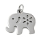 Non-Tarnish 304 Stainless Steel Pendants, with Jump Ring, Laser Cut, Elephant with Flower Charms, Stainless Steel Color, 15x16.5x1mm, Hole: 3.2mm