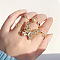 5Pcs Alloy with Crystal Rhinestone Cuff & Finger Rings, Butterfly/Moon/Star, Golden, Inner Diameter: 16~19mm