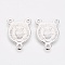 Brass Chndelier Components Links, Nickel Free, Oval with Saint Benedict, Real Platinum Plated, 19x14x1.4mm, Hole: 1.8mm