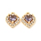Brass Micro Pave Cubic Zirconia Charms, Cadmium Free & Nickel Free & Lead Free, Heart, Real 18K Gold Plated, Medium Orchid, 9x8x3.5mm, Hole: 1mm