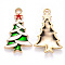 Alloy Enamel Pendants, for Christmas, Christmas Tree with Star, Light Gold, Colorful, 27x16x2.5mm, Hole: 2mm
