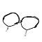 Adjustable Nylon Thread Bracelets, Charm Bracelets, with Brass Magnetic Clasps and 304 Stainless Steel Pendants, Key & Padlock, Black, Inner Diameter: 1-3/4~3-5/8 inch(4.3~9.1cm), 2pcs/set