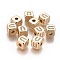 Brass Micro Pave Cubic Zirconia Beads, Horizontal Hole, Real 18K Gold Plated, Long-Lasting Plated, Cube with Letter, Clear, Letter.U, 9x9x9mm, Hole: 3.5mm