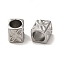 Tarnish Resistant 304 Stainless Steel European Beads, Large Hole Beads, Cuboid with Flower, Stainless Steel Color, 7x6x6mm, Hole: 4.5mm