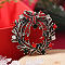 Christmas Theme Zinc Alloy Rhinestone Brooches for Backpack Clothes, Christmas Wreath