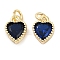 Real 18K Gold Plated Brass Inlaid Cubic Zirconia Charms, with Jump Ring, Long-Lasting Plated, Heart, Dark Blue, 9.5x7x4mm, Jump Ring: 4x0.5mm, 2.5mm Inner Diameter