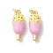 Rack Plating Brass Enamel Pendants, with Jump Ring, Long-Lasting Plated, Cadmium Free & Lead Free, Ice Cream Charm, Real 18K Gold Plated, Pink, 23x8x6mm, Hole: 3mm