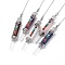 Mixed Gemstone Pointed Dowsing Pendulums, Bullet Charm, with Brass Chain & Lobster Claw Clasps, Natural Quartz Crystal Tip, Gemstone & Glass Cabochons, 272mm, Hole: 2mm