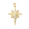Brass Micro Pave Cubic Zirconia Pendants, Star, Rack Plating, Cadmium Free & Lead Free, Long-Lasting Plated, Real 18K Gold Plated, 32x22x4mm, Hole: 4x3mm