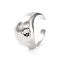 Rack Plating Brass Open Rings, Wide Band Cuff Finger Ring for Women, Long-Lasting Plated, Lead Free & Cadmium Free, Platinum, Inner Diameter: 17.6mm
