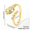 Brass Micro Pave Cubic Zirconia Cuff Rings for Women, Snake, Golden, 24x11mm, Inner Diameter: 17mm