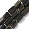 Natural Golden Sheen Obsidian Beads Strands, with Seed Beads, Faceted, Column, 8.5~11x5.5~6.5mm, Hole: 1mm, about 14~15pcs/strand, 7.48''(19cm)