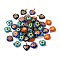 Handmade Millefiori Glass Pendants, Single Flower Design, with Brass Findings, Heart, Platinum, Mixed Color, 20x17~18x5~7mm, Hole: 2x5mm