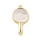 Brass Pave Natural Shell Racket Pendants, with Jump Rings, Lead Free & Cadmium Free, Long-Lasting Plated, Rack Plating, Seashell Color, Real 18K Gold Plated, 30.5x16x2.5mm, Hole: 1.8mm