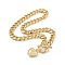 Brass Heart Pendant Necklace with Curb Chains for Women, Cadmium Free & Lead Free, Real 18K Gold Plated, 16.81 inch(42.7cm)