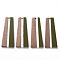 Resin & Walnut Wood Pendants, Trapezoid, Dark Olive Green, 49x19x3mm, Hole: 2mm