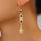 Fashionable Classic Brass Fan Dangle Earrings for Women, Gold Plated, Elegant and Versatile