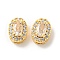Brass Micro Pave Cubic Zirconia Beads, Cadmium Free & Nickel Free & Lead Free, Oval, Real 18K Gold Plated, 8x6x4.5mm, Hole: 2.5x1mm
