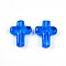 Handmade Lampwork Beads, Cross, Dodger Blue, 24~26x20~20.5x6~7.5mm, Hole: 1.6~1.8mm