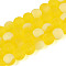 Frosted Transparent Glass Beads Strands, Round, Half Plated, AB Color Plated, Gold, 9.5~10mm, Hole: 1.2mm, about 39~41pcs/strand, 14.57~15.75''(37~40cm)