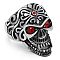 Stainless Steel Skull Finger Ring with Rhinestone, Gothic Punk Jewelry for Men Women, Hyacinth, US Size 9(18.9mm)