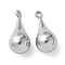 304 Stainless Steel Pendants, Teardrop Charm, Stainless Steel Color, 18x8mm, Hole: 1.6mm