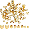Brass Beads, Long-Lasting Plated, Round with Corrugated, Golden, 80pcs/box