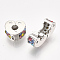 Brass European Clasps, Large Hole Beads, Nickel Free, with Rhinestone, Heart, Platinum, Colorful, 10x11x5.5mm, Hole: 3mm