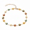 Golden Brass Flower Enamel Links Anklets, with Brass Curb Chains & Lobster Claw Clasps, Colorful, 9-1/2 inch(24.2cm)