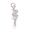 Brass Micro Pave Cubic Zirconia Pendants, Twist, Platinum, 20.5x6x2mm, Hole: 3mm
