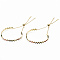 Brass Micro Pave Cubic Zirconia Slider Bracelets, Bolo Bracelets, Nickel Free, Wave, Colorful, Real 16K Gold Plated, Inner Diameter: 2-1/8x1-3/4 inch(5.4x4.6cm), 5mm