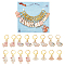 Animal Alloy Enamel Pendant Stitch Markers, Crochet Leverback Hoop Charms, Locking Stitch Marker with Wine Glass Charm Ring, Pig/Chick/Duck/Cow, Mixed Color, 2.8~3.6cm, 16pcs/set