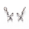 304 Stainless Steel European Dangle Charms, Large Hole Pendants, Scissor, Antique Silver, 32mm, Hole: 5mm, Pendant: 20.5x14x3mm