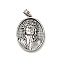 Tibetan Style 304 Stainless Steel Pendants, Religion, Oval with Man Pattern Charms, Antique Silver, 35.5x26x6mm, Hole: 5x7mm