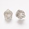 Brass Micro Pave Cubic Zirconia Beads, Tassel Cap Bail, Crown, Hollow, Clear, Platinum, 11x11mm, Hole: 1mm
