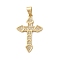 Brass Micro Micro Pave Clear Cubic Zirconia Pendants, Cadmium Free & Nickel Free & Lead Free, Cross, Real 18K Gold Plated, 31x20x2mm, Hole: 6x3.5mm