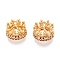 Brass Micro Pave Clear Cubic Zirconia Charms, Nickel Free, Crown, Real 18K Gold Plated, 9.5x12mm, Hole: 1.8mm