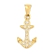 Ion Plating(IP) 304 Stainless Steel Micro Pave Cubic Zirconia Pendants, Anchor Charm, Golden, 21.5x15.5x2.5mm, Hole: 3x6mm