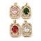 Brass Micro Pave Clear Cubic Zirconia Pendants, Cadmium Free & Nickel Free & Lead Free, with Glass, Rectangle, Mixed Color, 22.5x15x8mm, Hole: 4x2.5mm